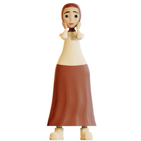 Surprised Muslim female  3D Icon
