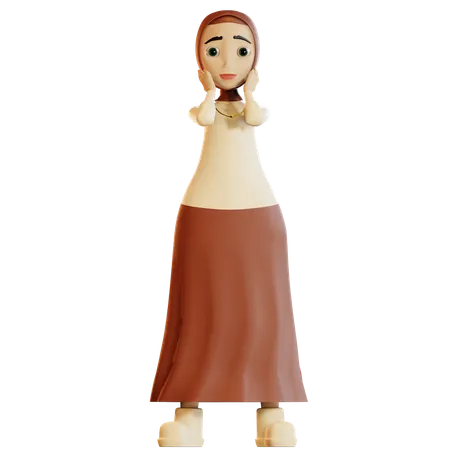 Surprised Muslim female  3D Illustration