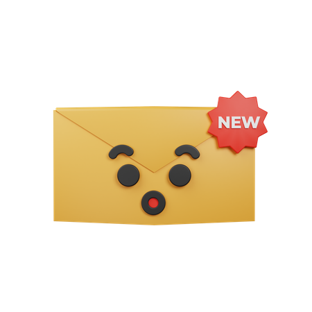 Surprised New Email 3D Icon