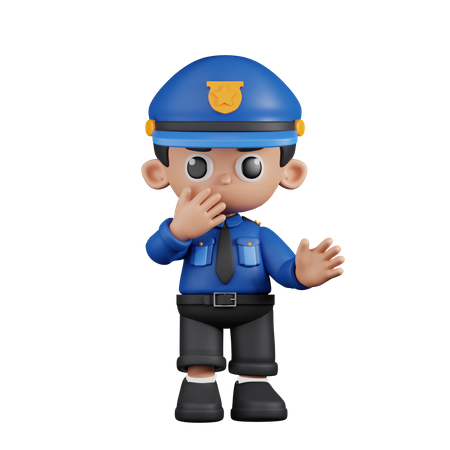 Surprised Policeman  3D Illustration