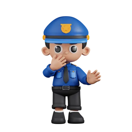 Surprised Policeman  3D Illustration