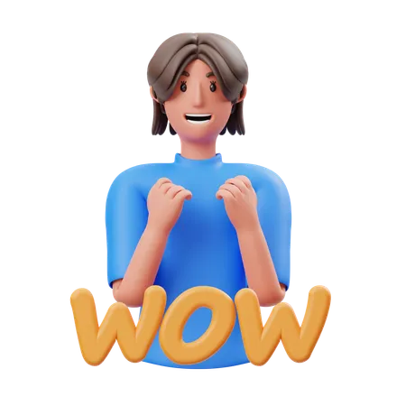 Surprised woman  3D Illustration