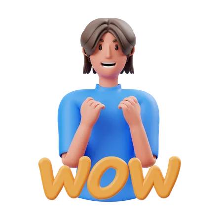 Surprised woman  3D Illustration