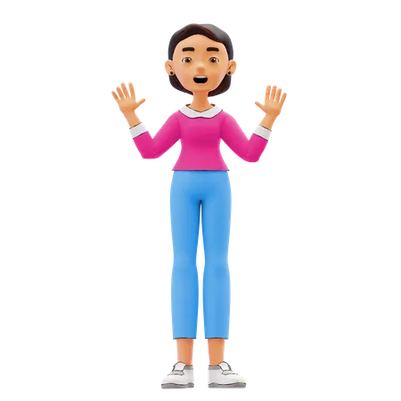 Surprised Woman  3D Illustration