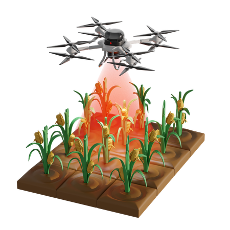 Surveillance nocturne des plantations avec des drones  3D Icon