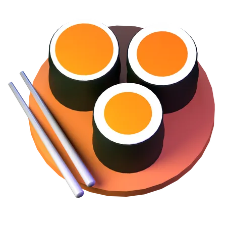 Sushi For Japanese Food Icon 3D Illustration