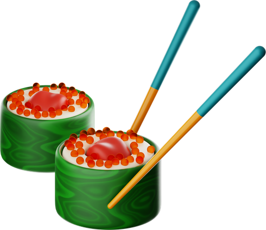 Sushi And Chop Sticks  3D Icon