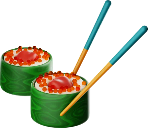 Sushi And Chop Sticks 3D Icon
