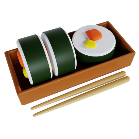 Sushi avec assiette  3D Icon