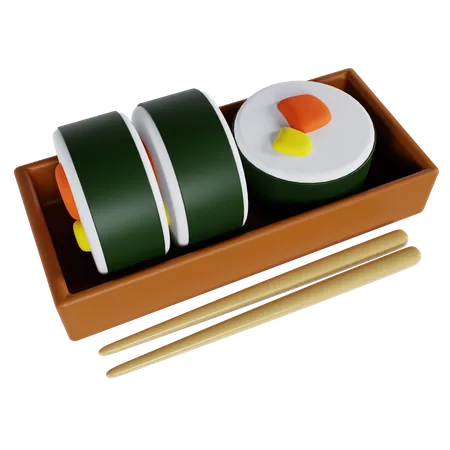 Sushi avec assiette  3D Icon