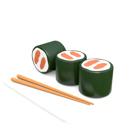 Sushi com pauzinho  3D Illustration
