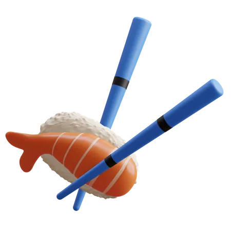 Sushi en palillo  3D Illustration