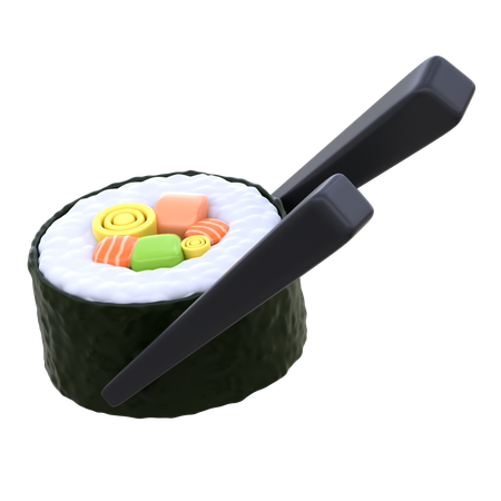 Sushi maki con palillos  3D Icon