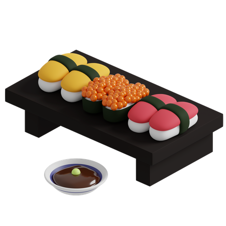Sushi On A Wooden Table  3D Icon