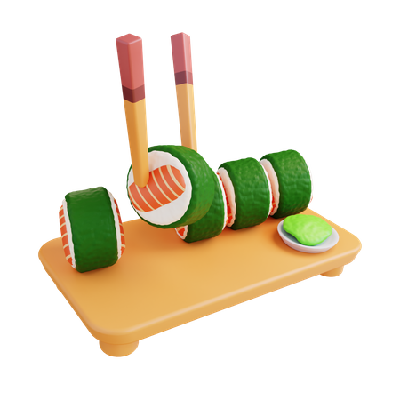 Sushi Roll Plate  3D Icon