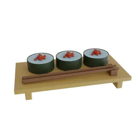 Sushi Roll Plate  3D Icon