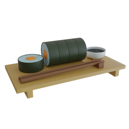 Sushi Roll Plate  3D Icon