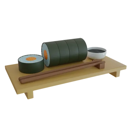 Sushi Roll Plate  3D Icon