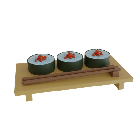 Sushi Roll Plate 3D Icon