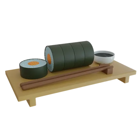 Sushi Roll Plate 3D Icon