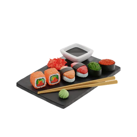 Sushi Rolls  3D Illustration