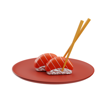 Sushis sur assiette  3D Icon