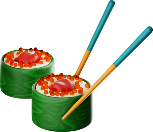 Sushi und Essstäbchen  3D Icon