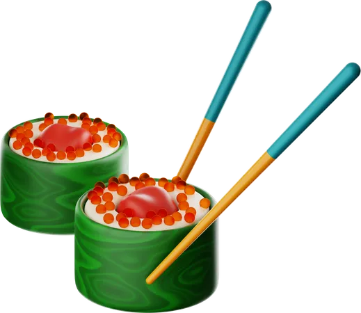 Sushi und Essstäbchen  3D Icon