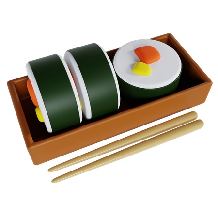 Sushi With Plate 3D Icon
