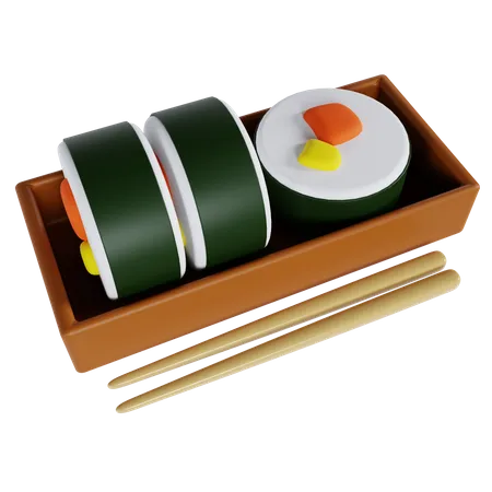 Sushi With Plate 3D Icon