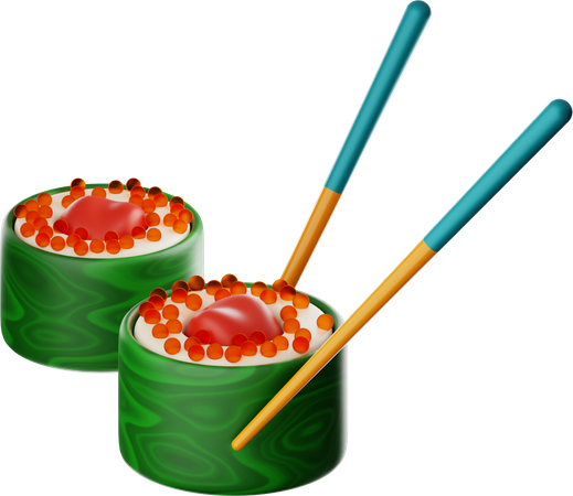 Palitos de sushi y chuletas  3D Icon
