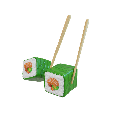 Palitos de sushi y chuletas  3D Icon