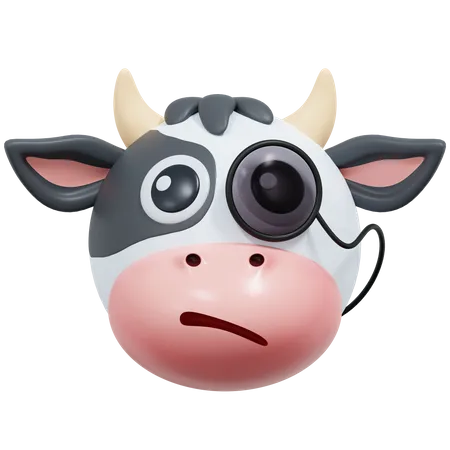 Suspicious Cow Emoticon 3 D Icon Illustration 3D Icon