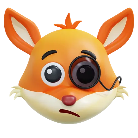 Suspicious Fox Emoticon  3D Icon