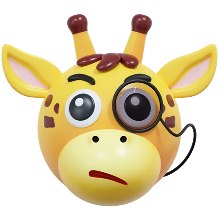 Suspicious Giraffe Emoticon 3 D Icon Illustration 3D Icon