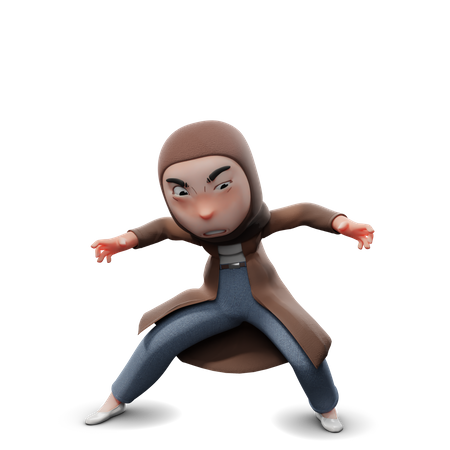 Suspicious Hijab Girl  3D Icon