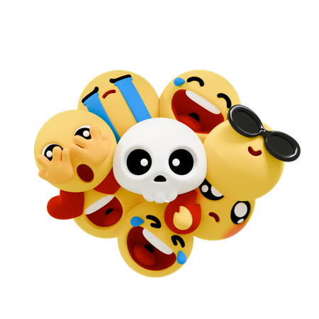 Süße Emojis mit Totenkopf  3D Icon