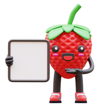 Niedlich, erdbeere, präsentieren, leer, brett  3D Illustration