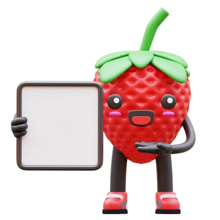 Niedlich, erdbeere, präsentieren, leer, brett  3D Illustration