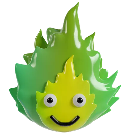 Süße grüne Flamme  3D Icon