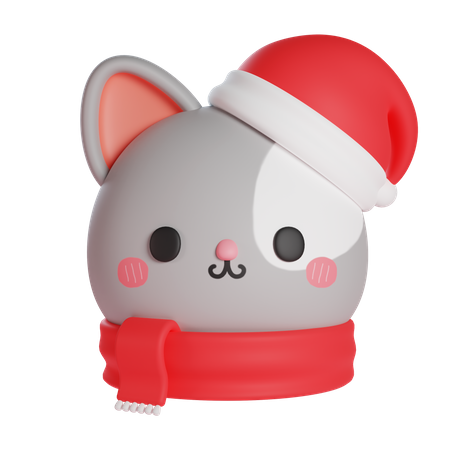 Süße Katze mit Weihnachtsmütze und Schal  3D Icon