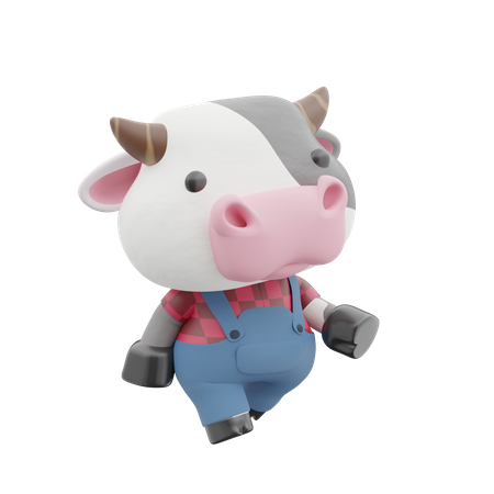 Süße Kuh zu Fuß  3D Illustration