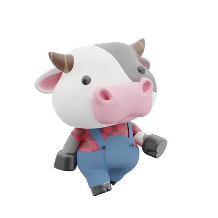 Süße Kuh zu Fuß  3D Illustration