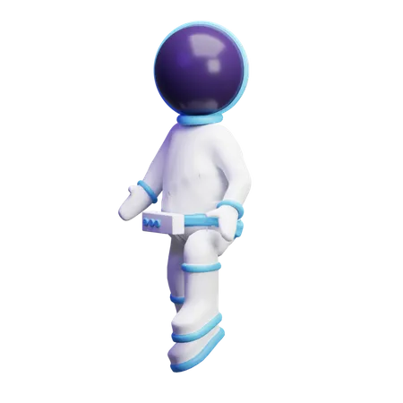 Süßer Astronaut beim Spazierengehen  3D Illustration