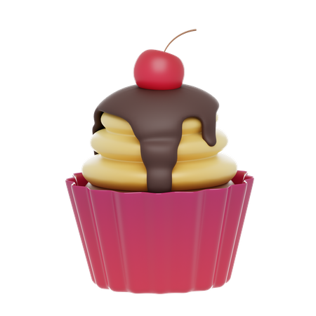 Cupcake mit süßer Kirsche obendrauf  3D Icon