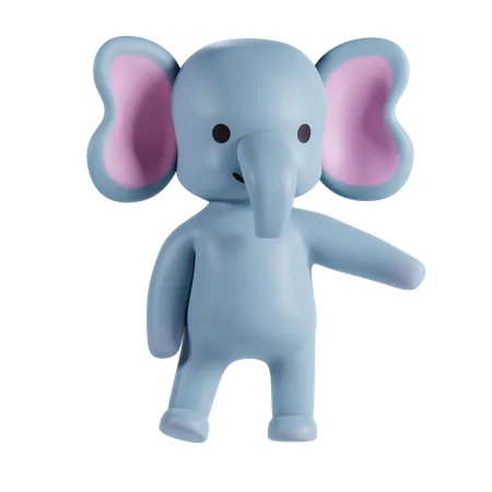 Niedlicher Elefant zeigt etwas  3D Illustration