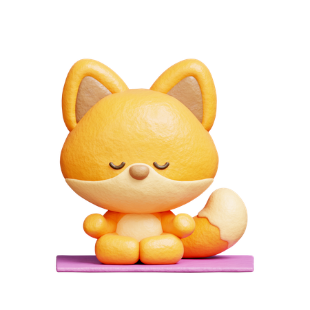 Süßer Fuchs Meditation Yoga  3D Illustration