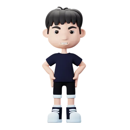 Netter Junge in stehender Pose  3D Illustration