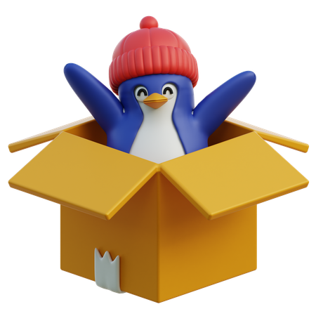 Niedlich, Pinguin, In, Kasten  3D Icon