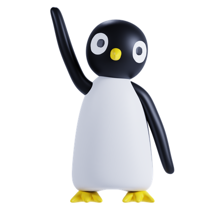 Süßer Pinguin sagt Hallo  3D Illustration